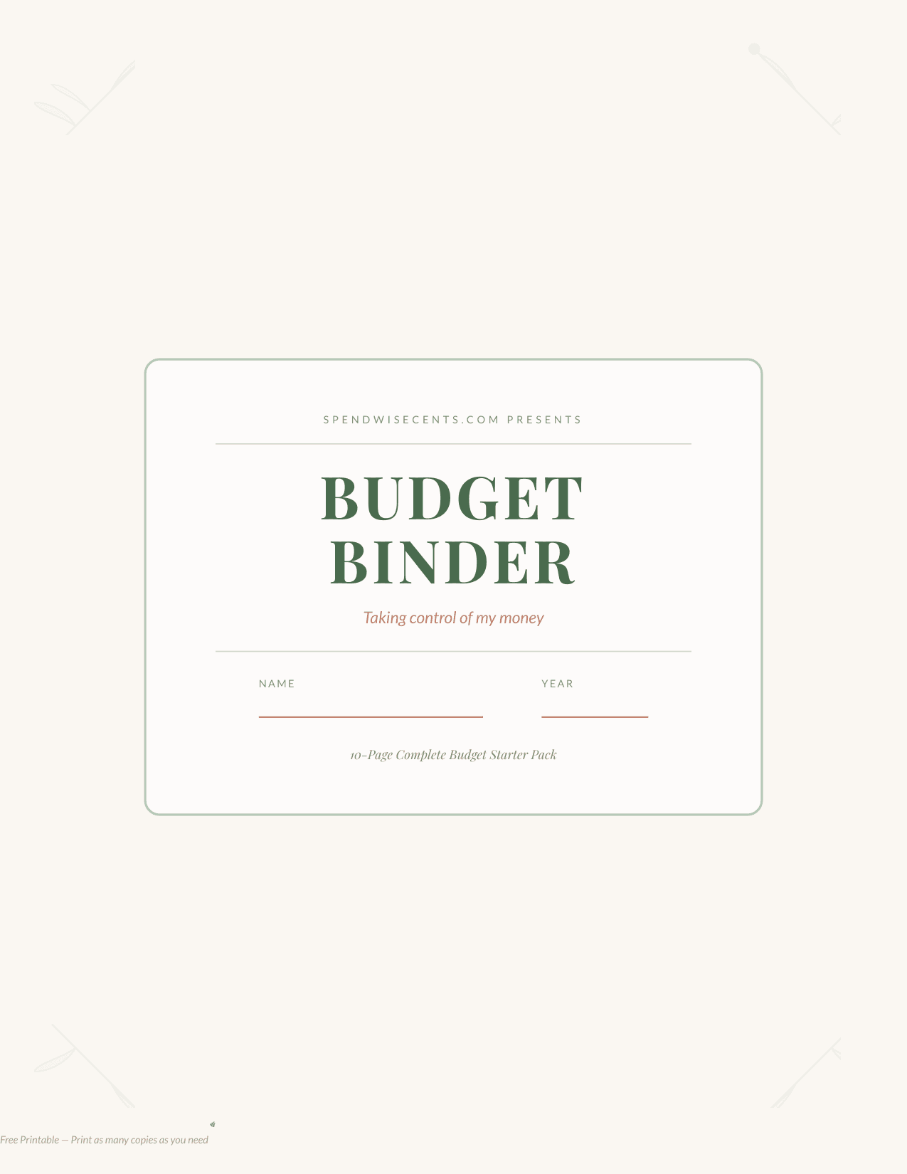 Preview of Free Budget Binder Printables: Complete 10-Page Starter Pack