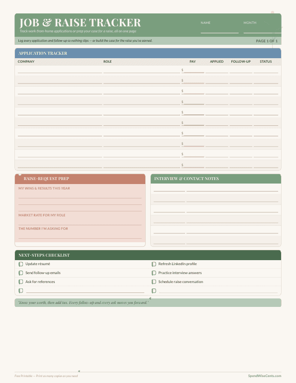 Preview of Free Job & Raise Tracker