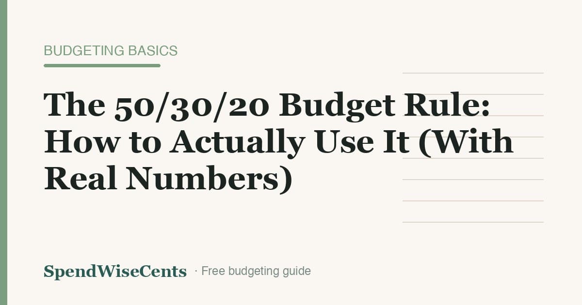 The 50/30/20 Budget Rule: How to Actually Use It (With Real Numbers)