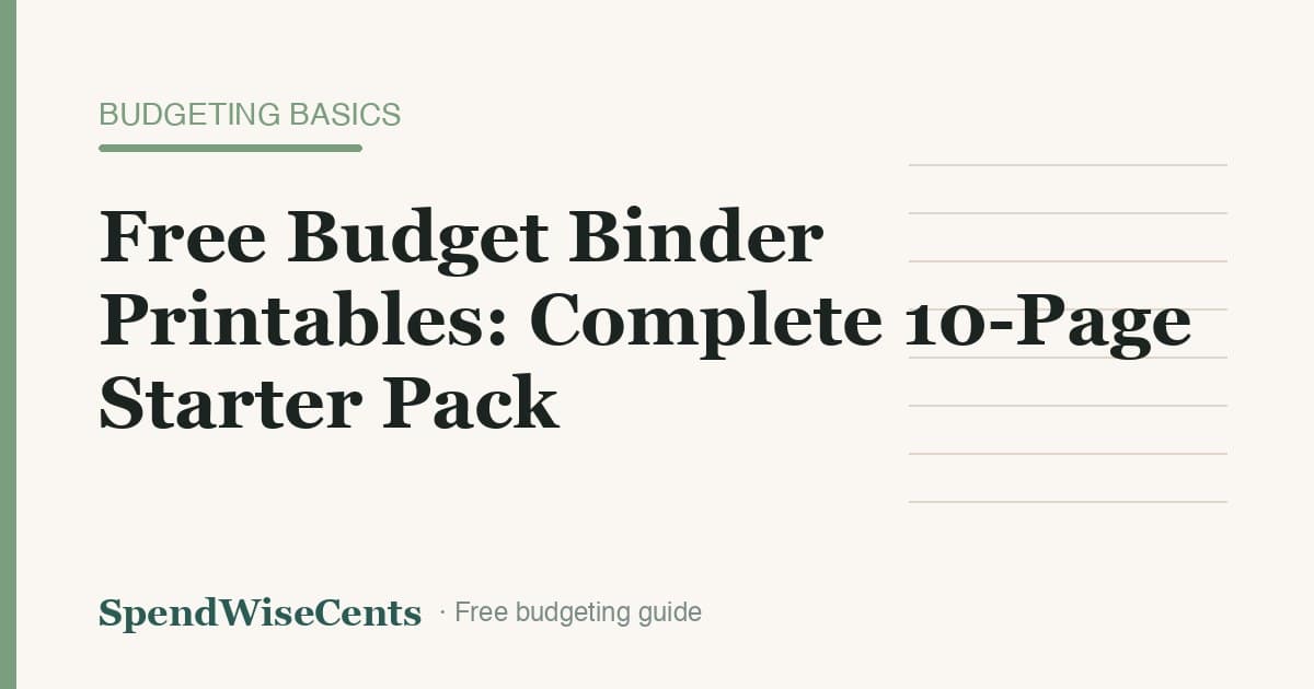 Free Budget Binder Printables: Complete 10-Page Starter Pack