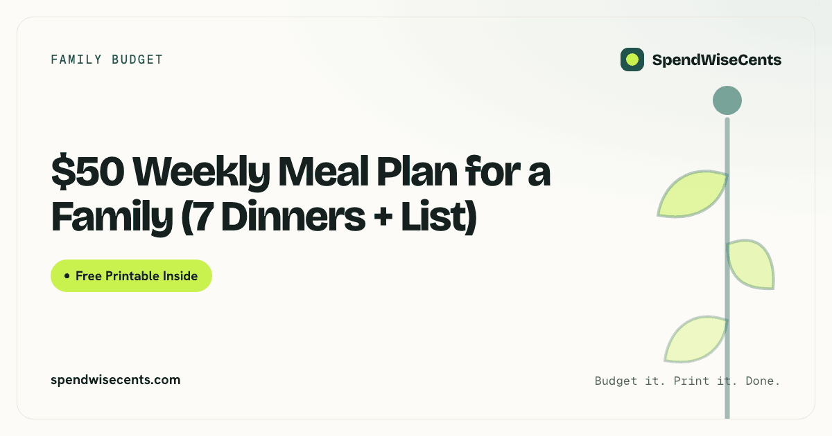 $50 Weekly Meal Plan for a Family (7 Dinners + List)